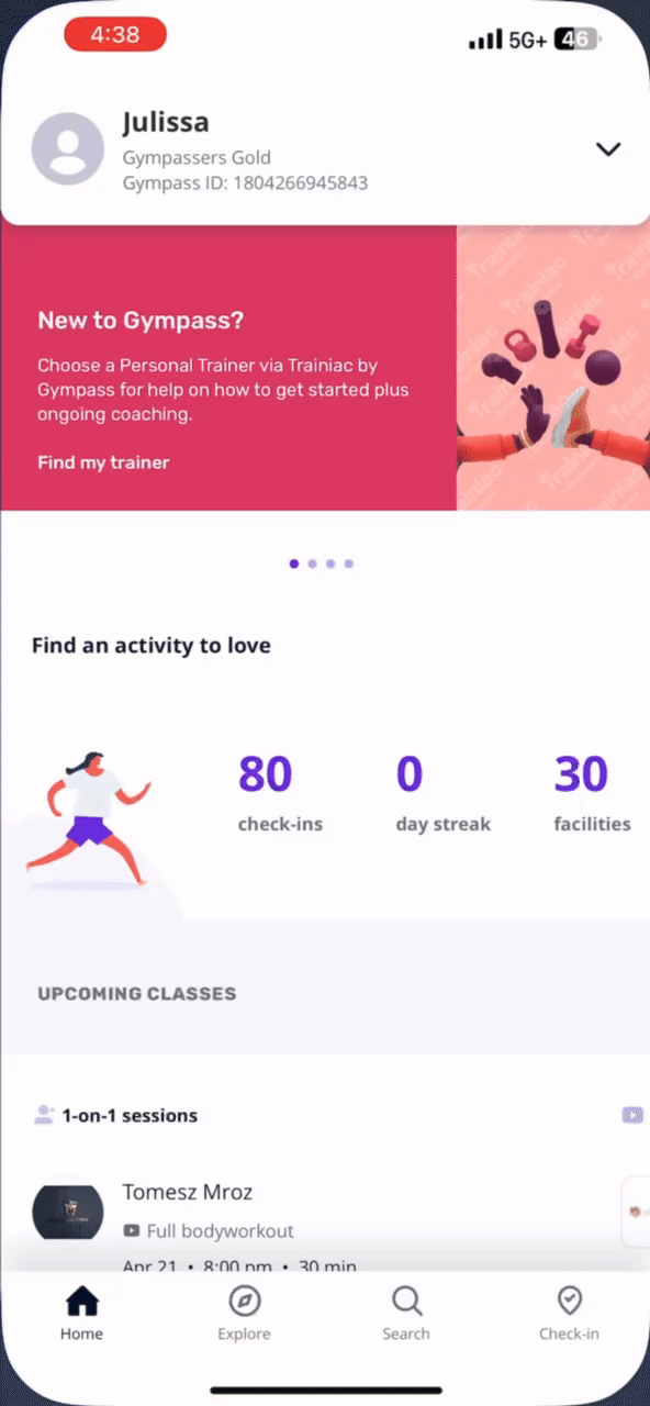 How do I checkin? Gympass US